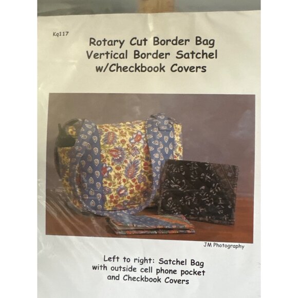 Rotary Cut Border Bag Pattern Vertical Border Satchel Checkbook Covers - Picture 2 of 3